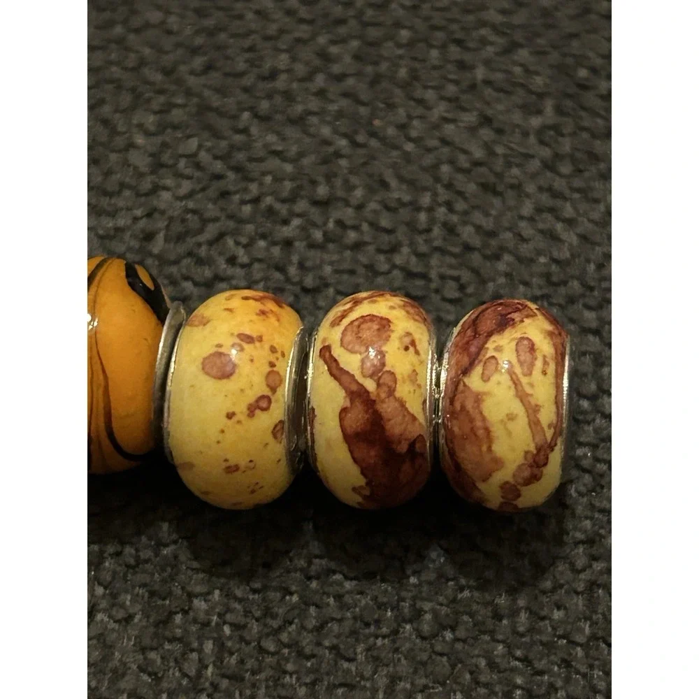 Lot of 6 Sterling Silver Core Bracelet Charm Beads Lampwork Glass Style 925 7
